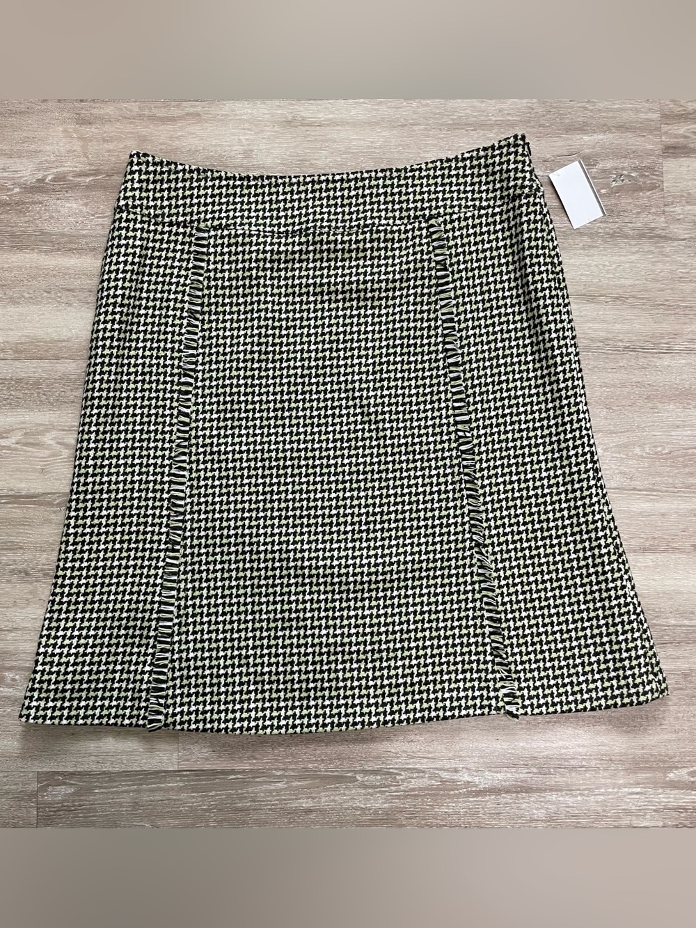 NWT Harold's Green/Brown Houndstooth Wool A-line Skirt Academia Career Sz 14